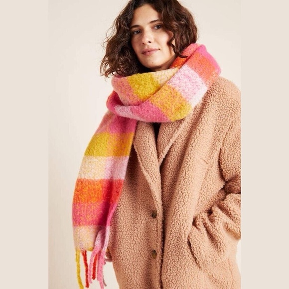 Anthropologie $58 Pink and Orange Scarf - Picture 2 of 10